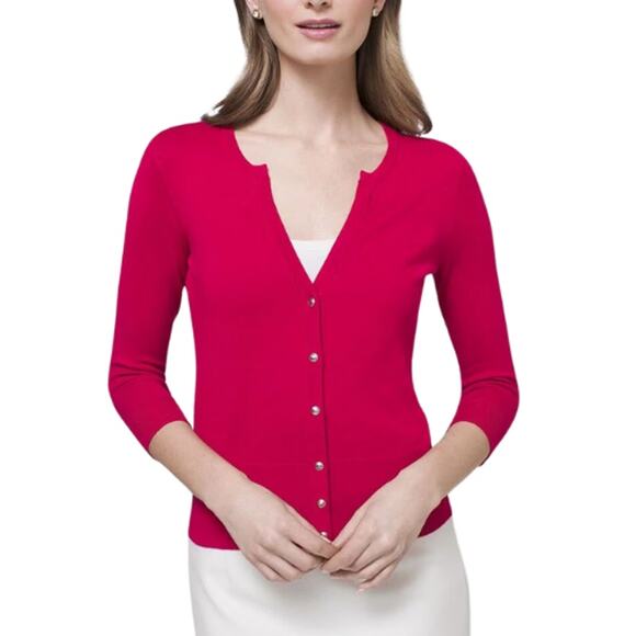 WHBM Snap-Front Cardigan in Candy Apple Red EUC Size XS - Picture 1 of 4